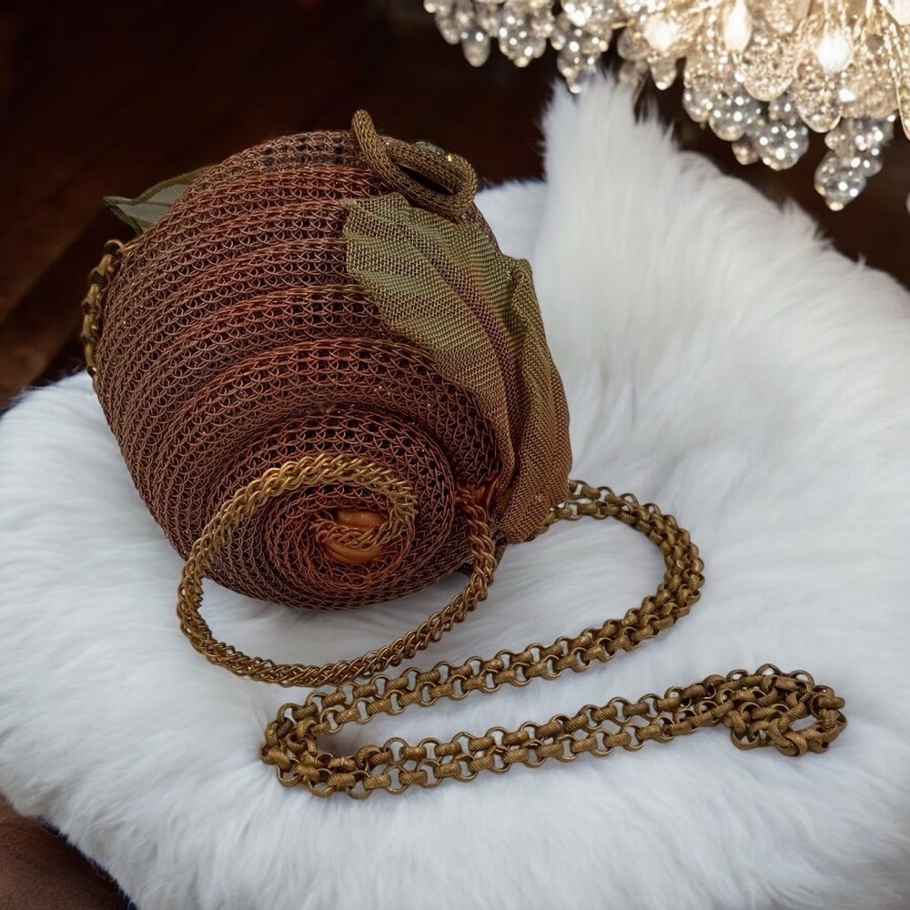 Sarah Cavender Metalworks Handbag Apple Shape, Copper & Gold, Art Collectible - Picture 6 of 10